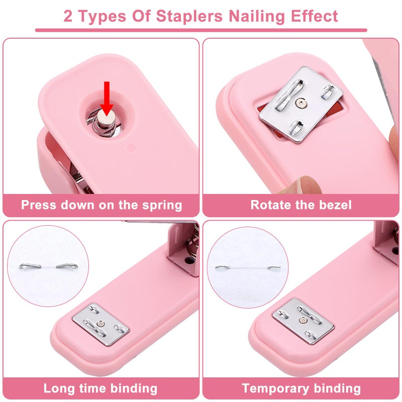 Froidesente 17 in 1 Pink Desk Organizers and Accessories Set  3 Office Desk Supplies Storage Organization  4 Pens  Stapler  Staples & Remover  Tape & Dispenser  Scissors  Ruler  Clips  Hole Punch  Sticky Holder - Image 4
